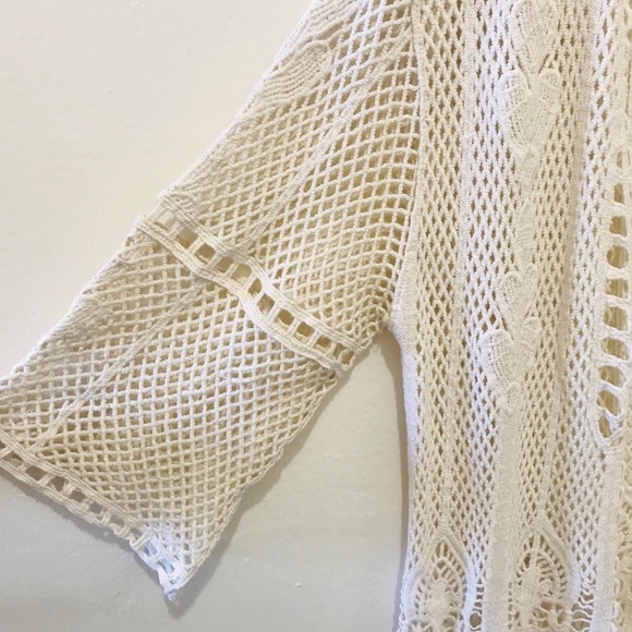 NWT Anthropologie TheKorner Crochet cream duster cardigan - Picture 4 of 5